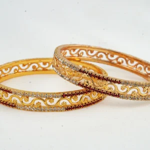 Aamis copper Gold Plated AD stone Bangles  set BgS0046J